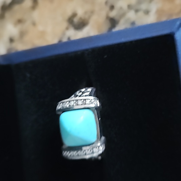 estate turquoise Ring.  With Diamond Bezel Reserved - Picture 4 of 5